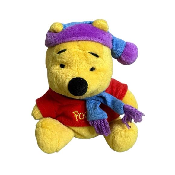 Vintage Mattel Arcotoys Star Bean Plush Winter Winnie The Pooh Bear - Picture 1 of 9